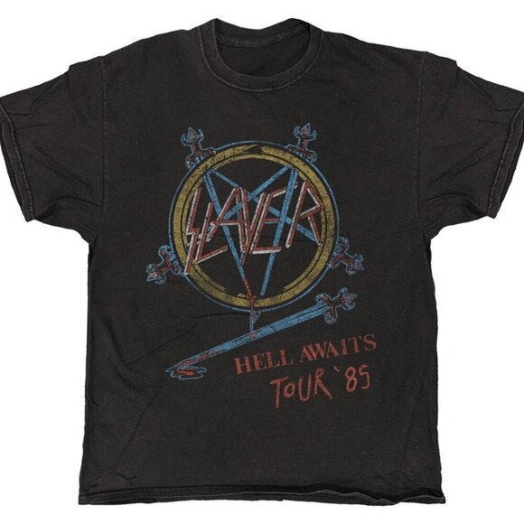 Teresa D Other - Slayer Hell Awaits Thrash Metal Vintage Style Graphic Unisex T-Shirt .